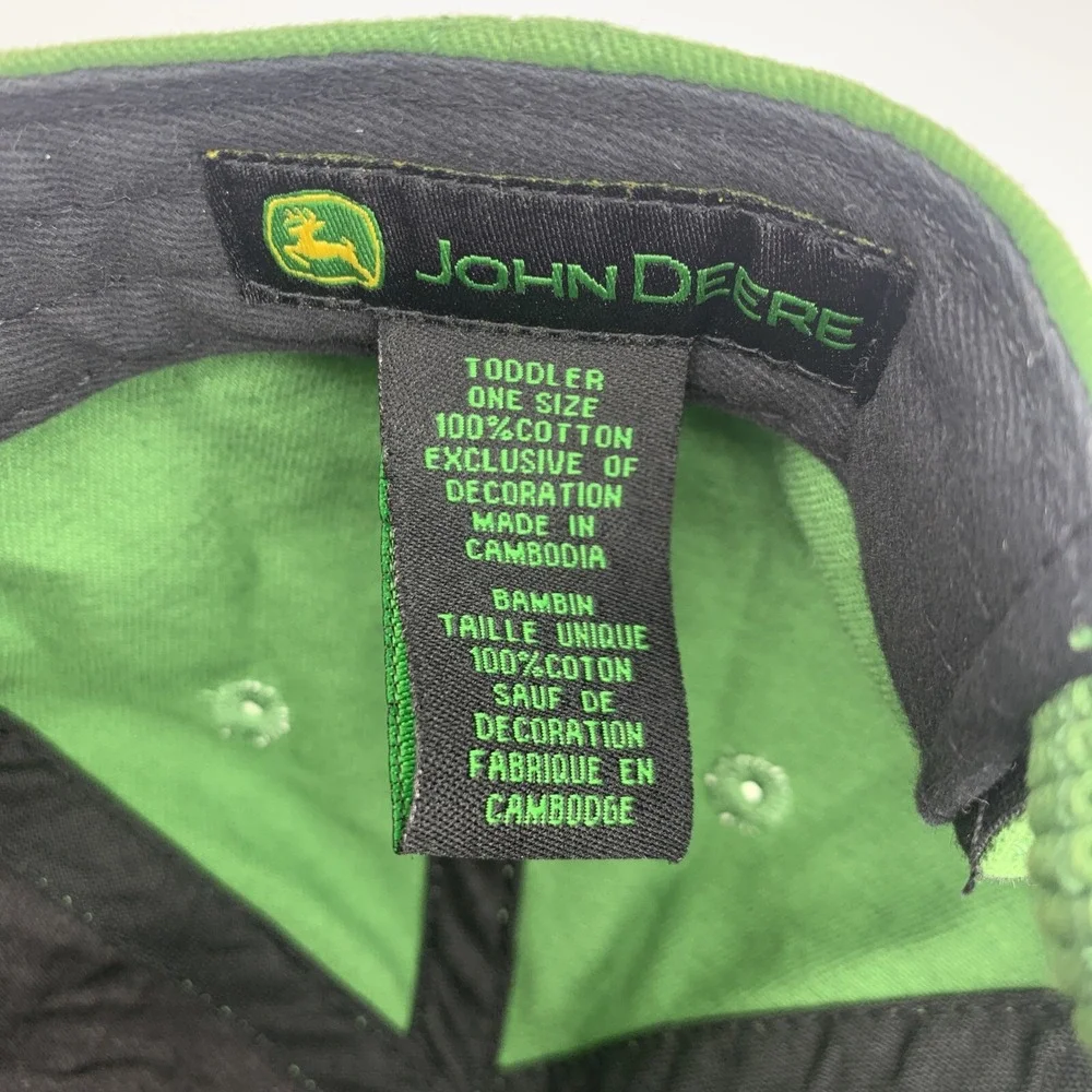 John Deere Hat Youth / Toddler Size Stretch Green Cap w/ No Hard Button On Top